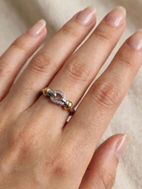 David Yurman size 6 Two-Tone Silver and Gold Link Ring